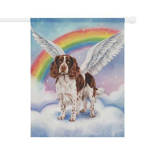 Printify Home Decor 24.5'' × 32'' Rainbow Bridge Brown Springer Spaniel, Loss of Pet Garden Flag, Yard Spring Grieving Dog