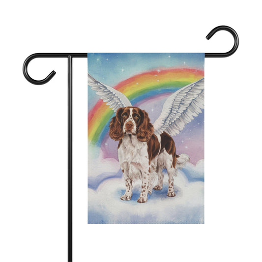 Printify Home Decor 12'' × 18'' Rainbow Bridge Brown Springer Spaniel, Loss of Pet Garden Flag, Yard Spring Grieving Dog