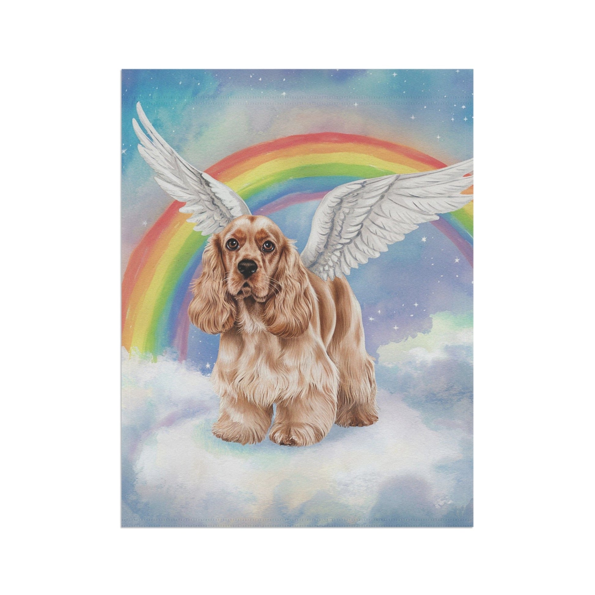 Printify Home Decor Rainbow Bridge Buff Cocker Spaniel, Loss of Pet Garden Flag, Yard Spring Decor, Grieving Gardener Dog Memorial