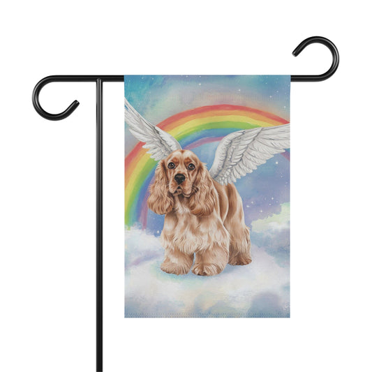Printify Home Decor 12'' × 18'' Rainbow Bridge Buff Cocker Spaniel, Loss of Pet Garden Flag, Yard Spring Decor, Grieving Gardener Dog Memorial