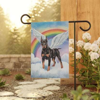 Printify Home Decor Rainbow Bridge Doberman Pinscher, Loss of Pet Garden Flag, Yard Spring Decor, Grieving Memorial