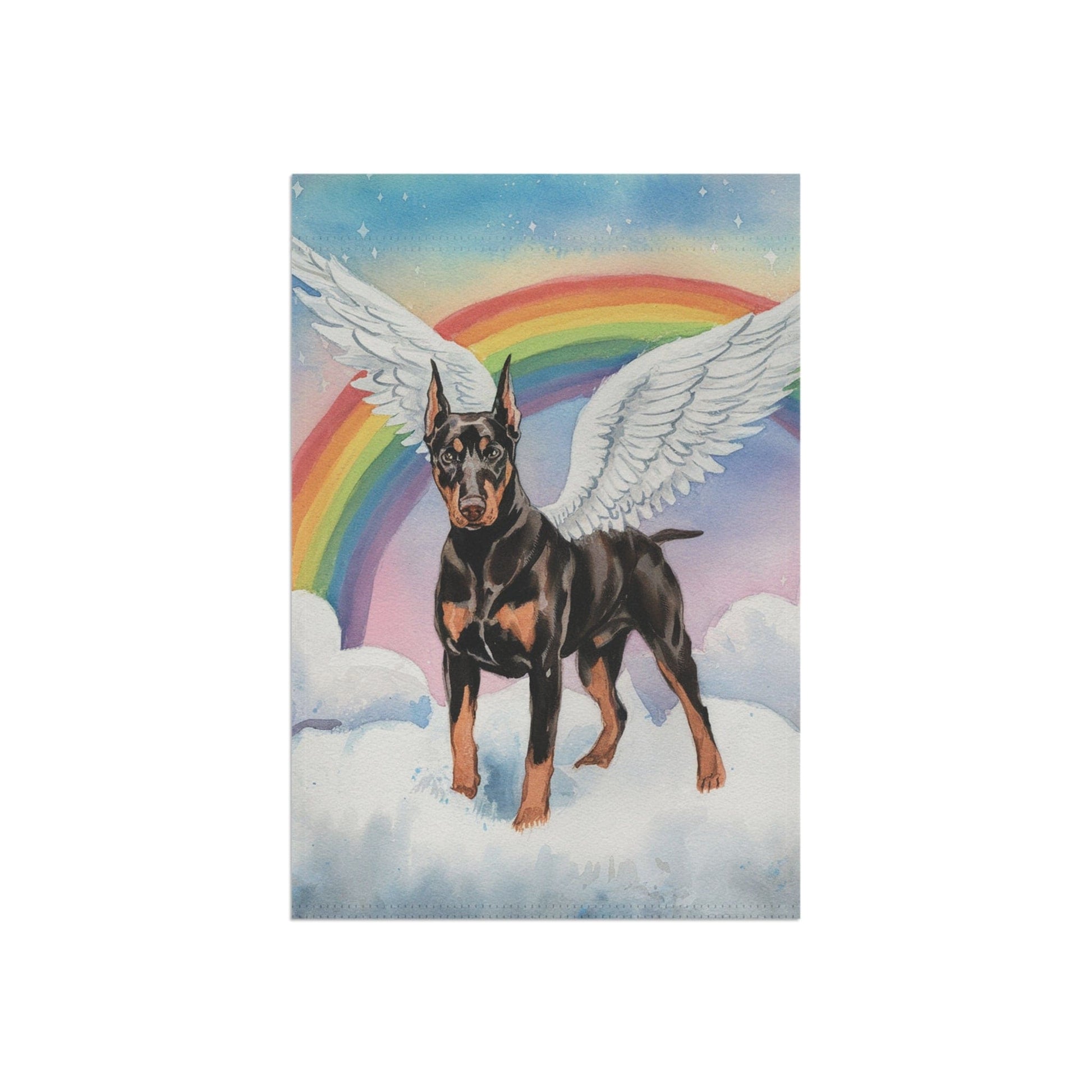 Printify Home Decor Rainbow Bridge Doberman Pinscher, Loss of Pet Garden Flag, Yard Spring Decor, Grieving Memorial