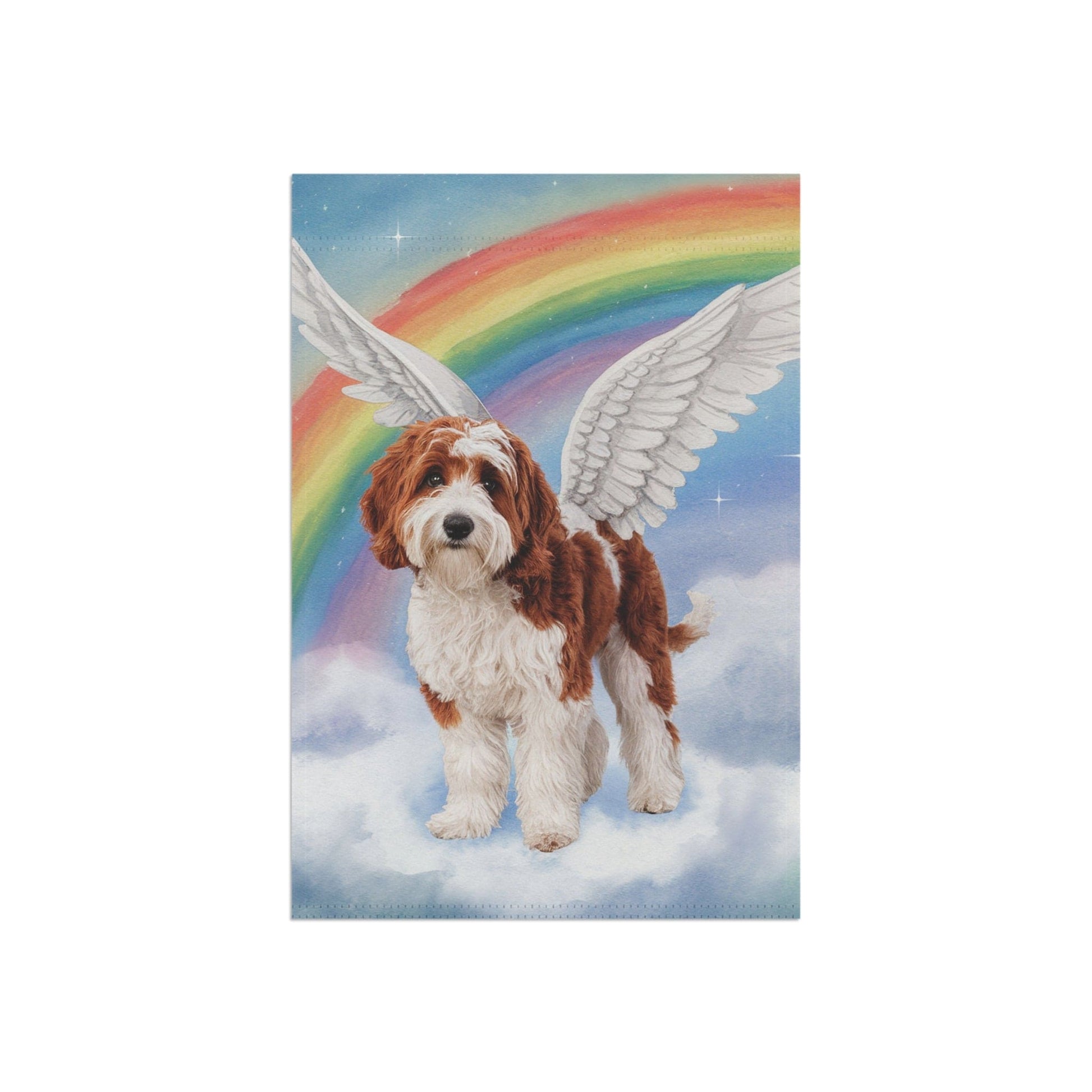 Printify Home Decor Rainbow Bridge Doodle Parti, Loss of Pet Garden Flag, Yard Spring Decor, Grieving Gardener Gift, Dog Memorial