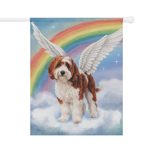 Rainbow Bridge Doodle Parti, Loss of Pet Garden Flag, Yard Spring Decor, Grieving Gardener Gift, Dog Memorial 24.5'' × 32''