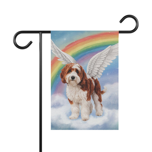 Printify Home Decor 12'' × 18'' Rainbow Bridge Doodle Parti, Loss of Pet Garden Flag, Yard Spring Decor, Grieving Gardener Gift, Dog Memorial