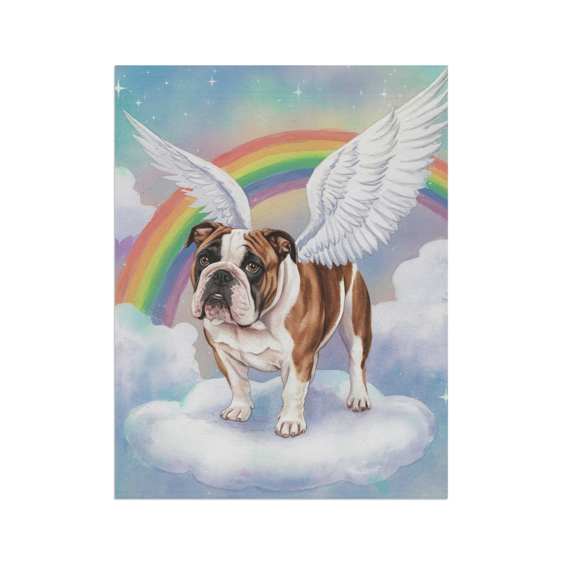 Printify Home Decor Rainbow Bridge English Bulldog, Loss of Pet Garden Flag, Yard Spring Decor, Grieving Dog Memorial