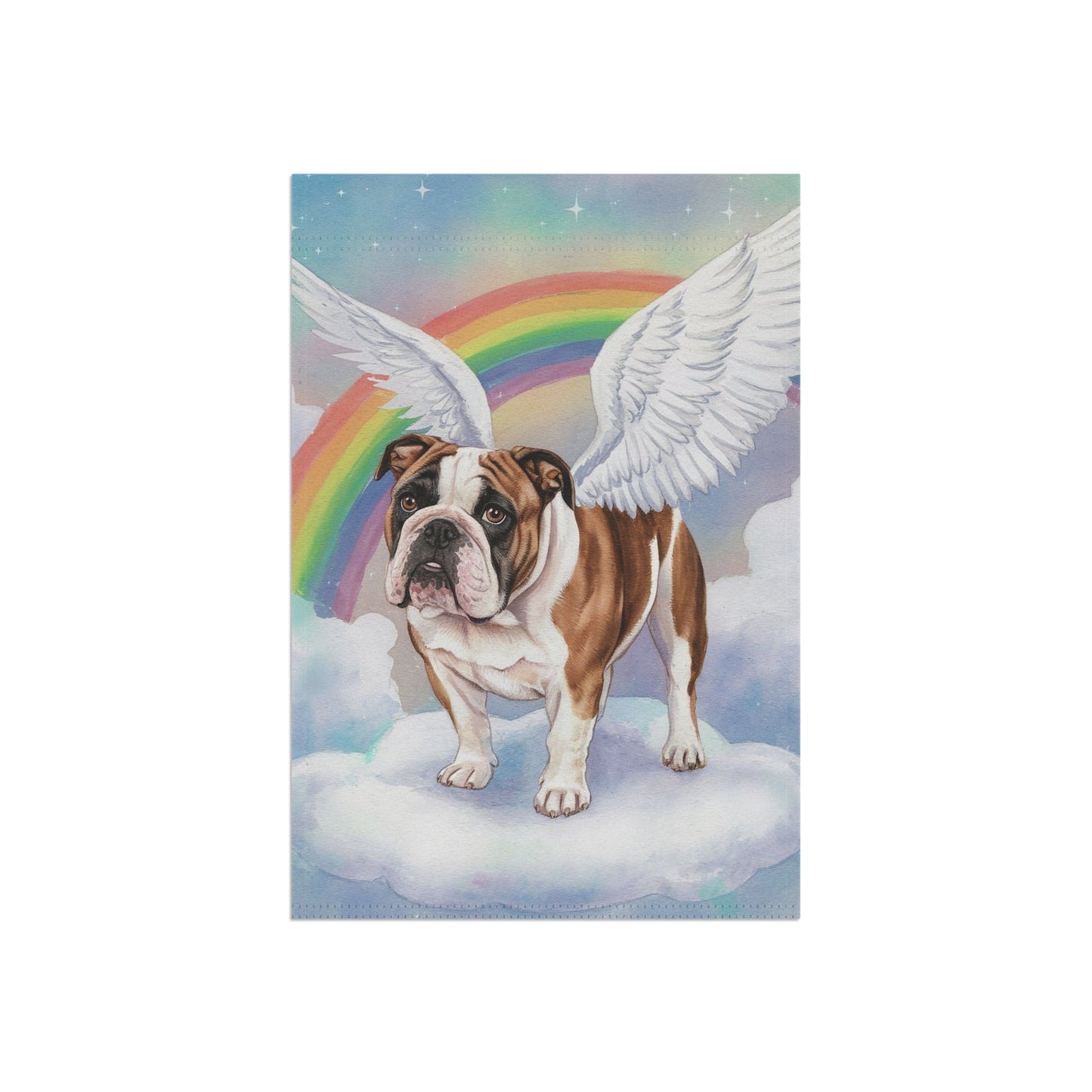 Printify Home Decor Rainbow Bridge English Bulldog, Loss of Pet Garden Flag, Yard Spring Decor, Grieving Dog Memorial