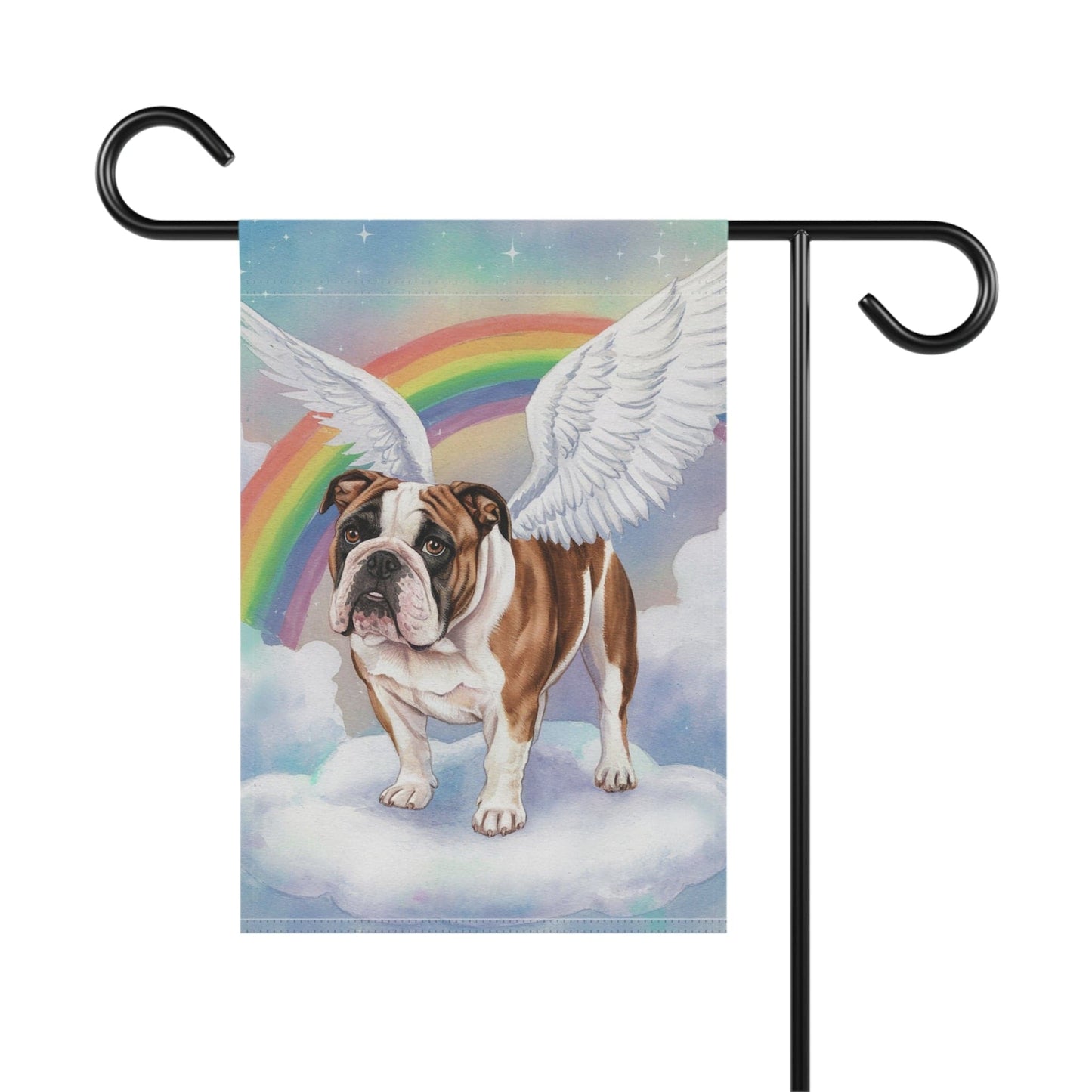 Printify Home Decor Rainbow Bridge English Bulldog, Loss of Pet Garden Flag, Yard Spring Decor, Grieving Dog Memorial