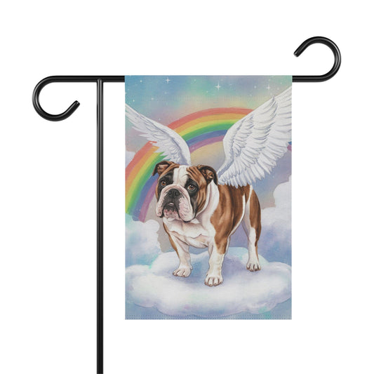 Printify Home Decor 12'' × 18'' Rainbow Bridge English Bulldog, Loss of Pet Garden Flag, Yard Spring Decor, Grieving Dog Memorial