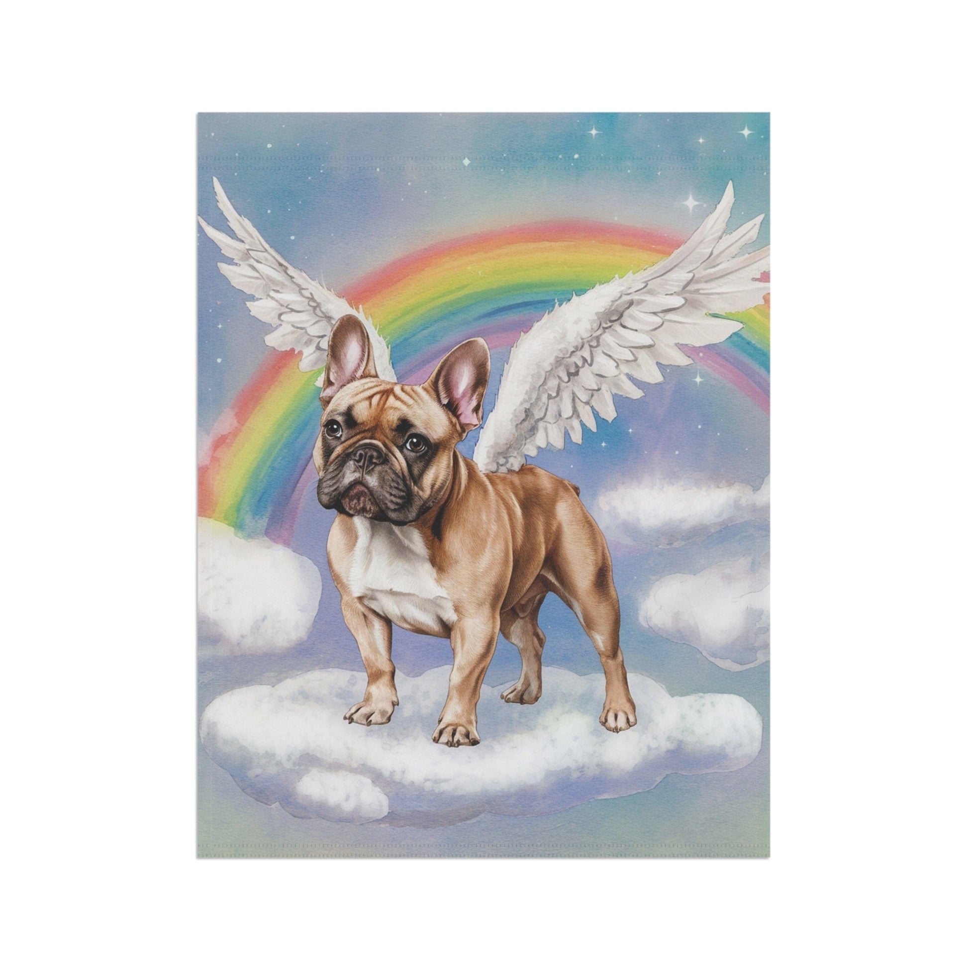 Printify Home Decor Rainbow Bridge Fawn French Bulldog, Loss of Pet Garden Flag, Yard Spring Decor, Grieving Memorial