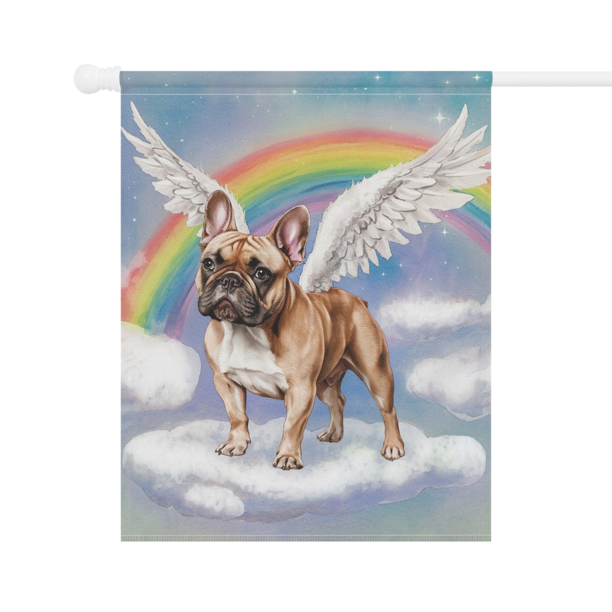 Printify Home Decor Rainbow Bridge Fawn French Bulldog, Loss of Pet Garden Flag, Yard Spring Decor, Grieving Memorial