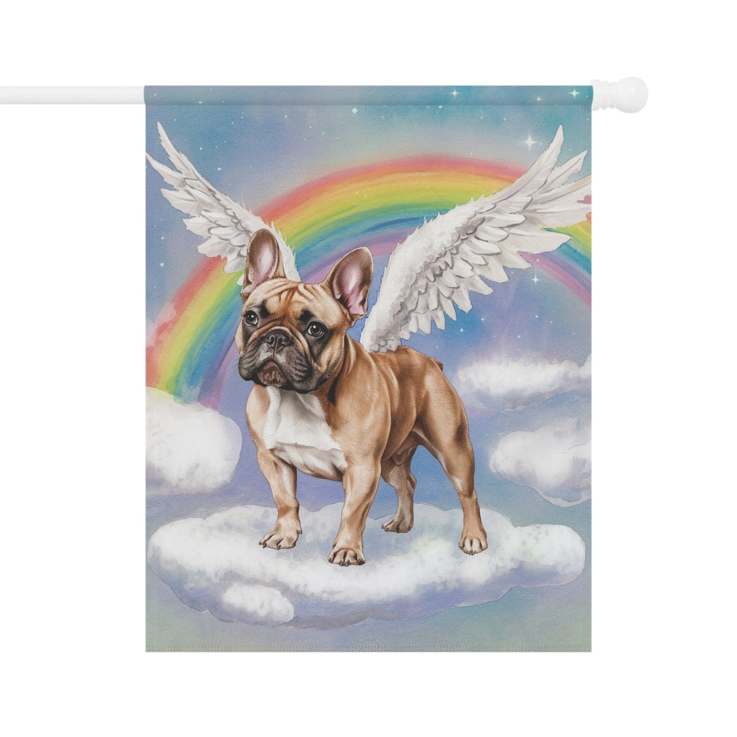 Printify Home Decor 24.5'' × 32'' Rainbow Bridge Fawn French Bulldog, Loss of Pet Garden Flag, Yard Spring Decor, Grieving Memorial