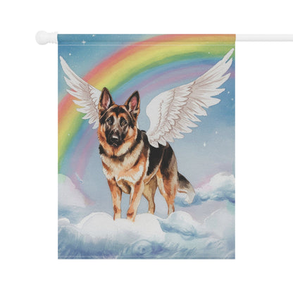 Printify Home Decor Rainbow Bridge German Shepherd, Loss of Pet Garden Flag, Yard Spring Decor, Grieving Dog Memorial