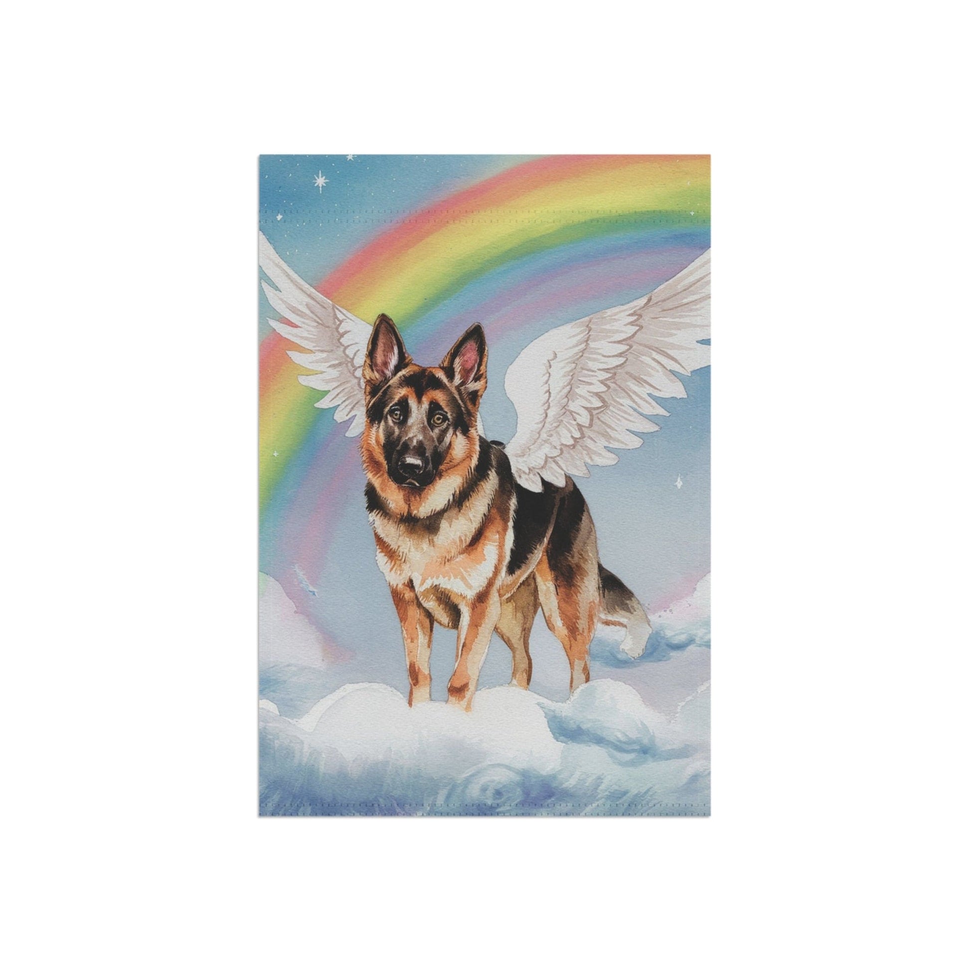 Printify Home Decor Rainbow Bridge German Shepherd, Loss of Pet Garden Flag, Yard Spring Decor, Grieving Dog Memorial