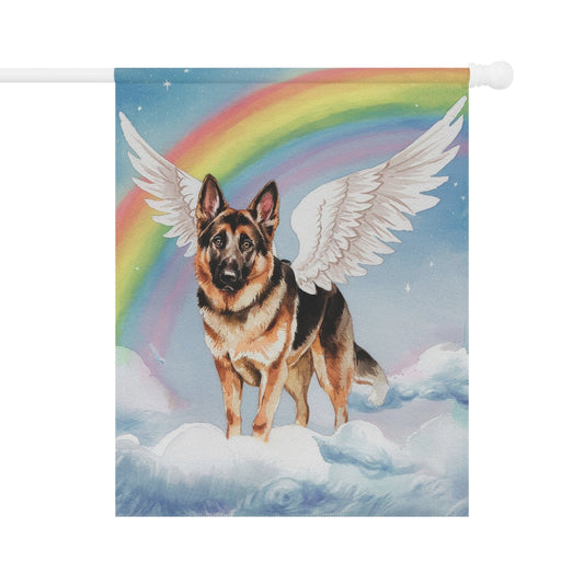Printify Home Decor 24.5'' × 32'' Rainbow Bridge German Shepherd, Loss of Pet Garden Flag, Yard Spring Decor, Grieving Dog Memorial