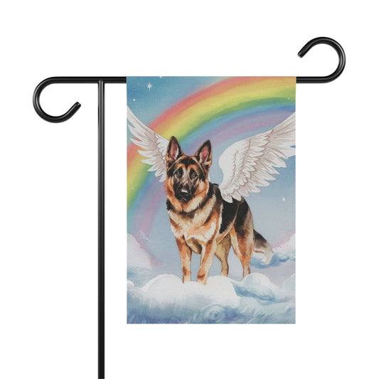 Printify Home Decor 12'' × 18'' Rainbow Bridge German Shepherd, Loss of Pet Garden Flag, Yard Spring Decor, Grieving Dog Memorial