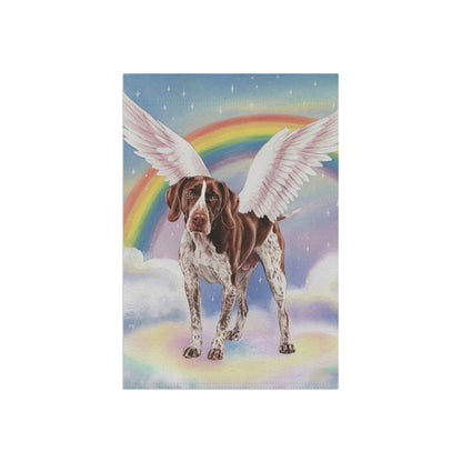Printify Home Decor Rainbow Bridge German Shorthaired Pointer, Loss of Pet Garden Flag, Yard Spring Decor, Grieving Dog Memorial