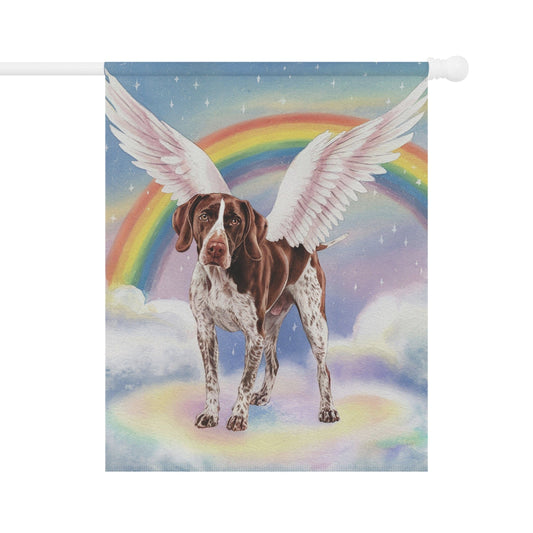 Rainbow Bridge German Shorthaired Pointer, Loss of Pet Garden Flag, Yard Spring Decor, Grieving Dog Memorial 24.5'' × 32''