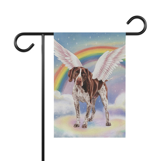 Printify Home Decor 12'' × 18'' Rainbow Bridge German Shorthaired Pointer, Loss of Pet Garden Flag, Yard Spring Decor, Grieving Dog Memorial