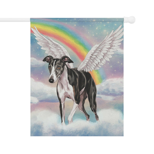 Printify Home Decor 24.5'' × 32'' Rainbow Bridge Greyhound, Loss of Pet Garden Flag, Front Yard Spring Decor, Grieving Dog Memorial