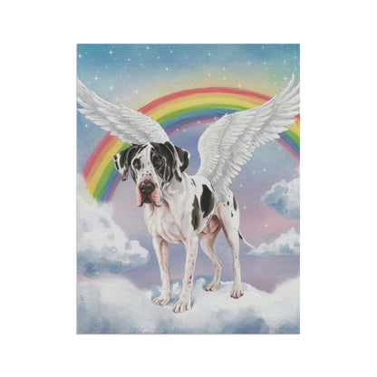 Printify Home Decor Rainbow Bridge Harlequin Great Dane, Loss of Pet Garden Flag, Yard Spring Decor, Grieving Dog Memorial