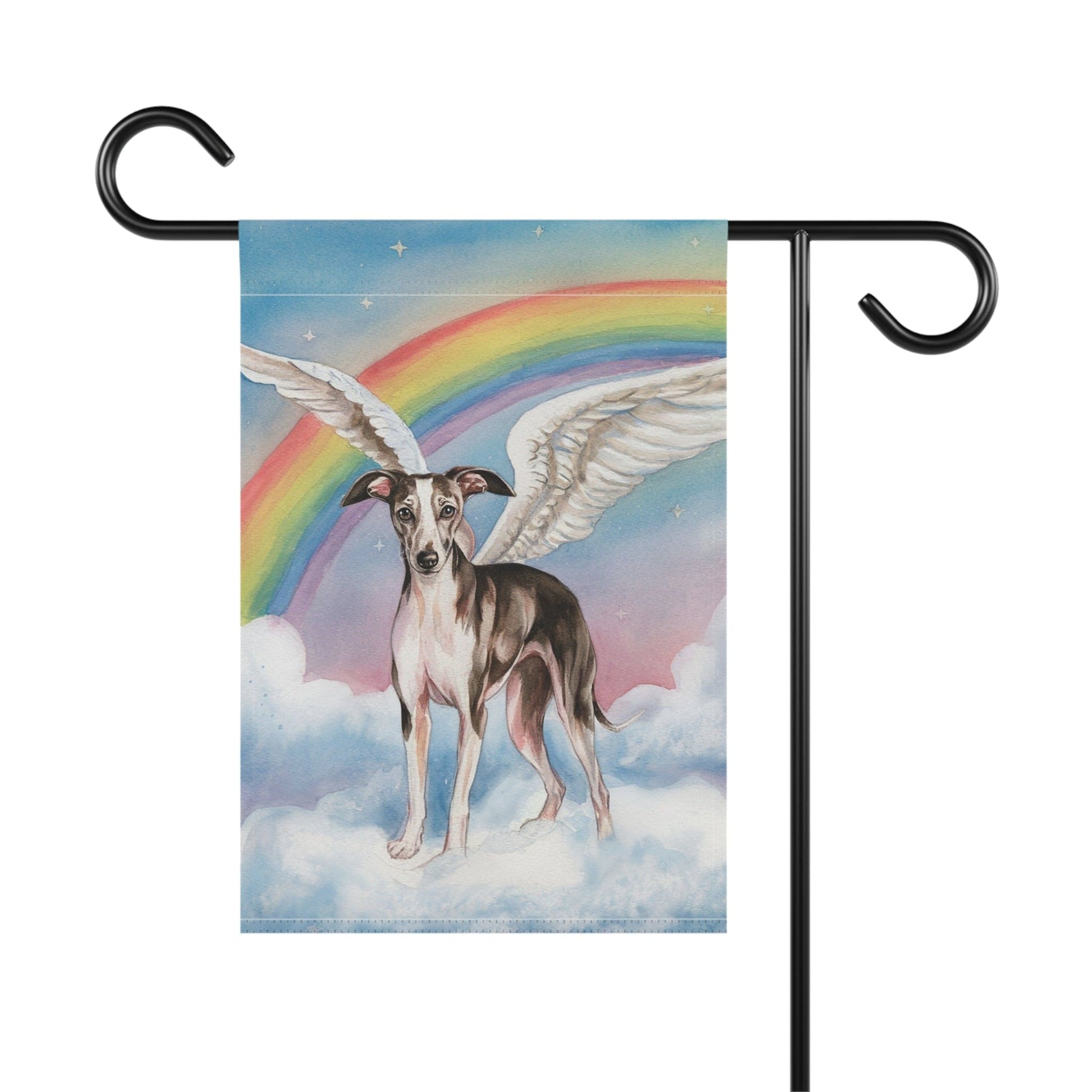 Printify Home Decor Rainbow Bridge Italian Greyhound, Loss of Pet Garden Flag, Front Yard Spring Decor, Grieving Dog Owner