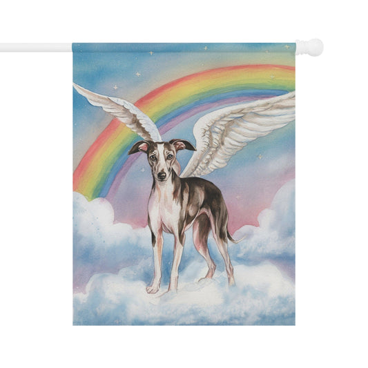 Rainbow Bridge Italian Greyhound, Loss of Pet Garden Flag, Front Yard Spring Decor, Grieving Dog Owner 24.5'' × 32''