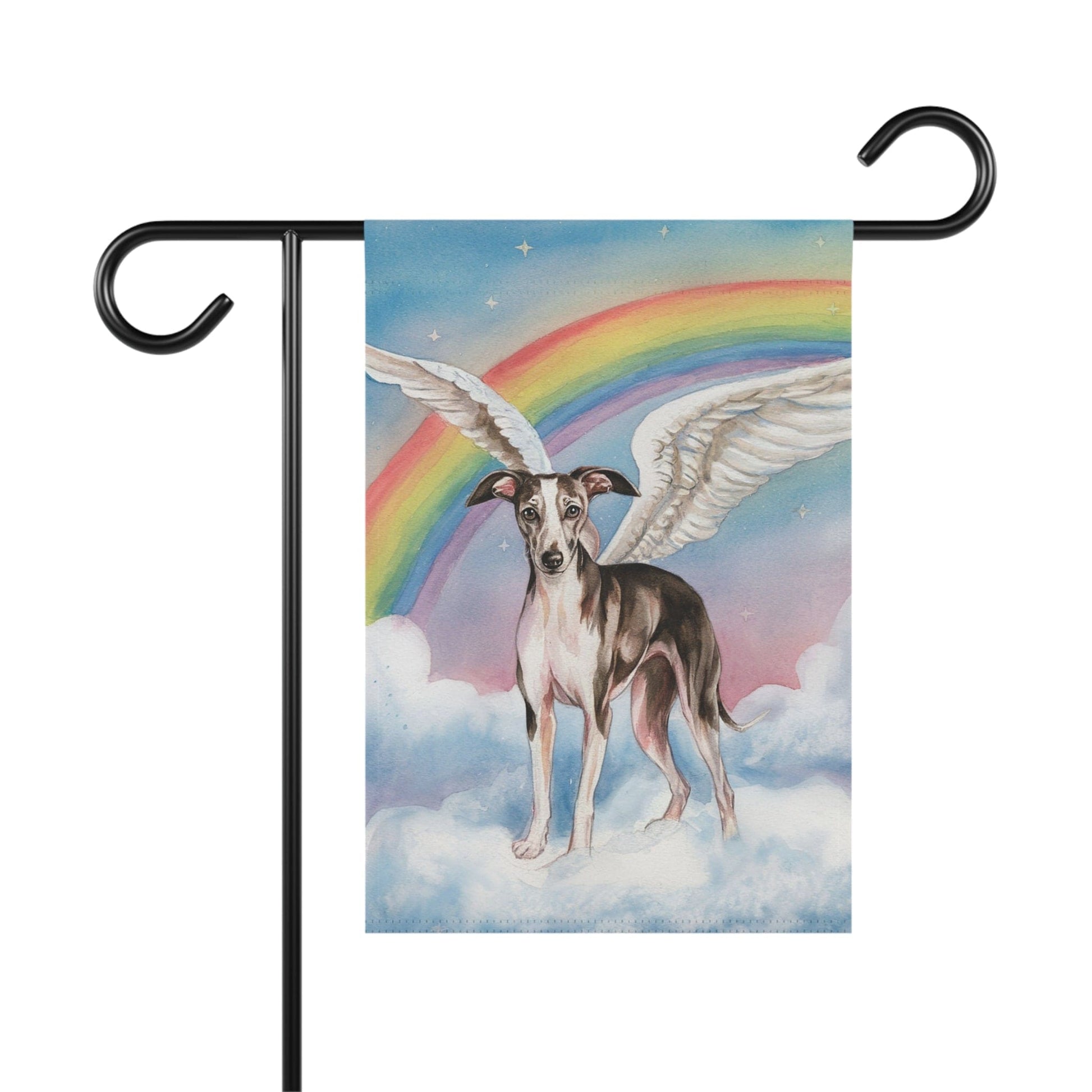 Printify Home Decor 12'' × 18'' Rainbow Bridge Italian Greyhound, Loss of Pet Garden Flag, Front Yard Spring Decor, Grieving Dog Owner