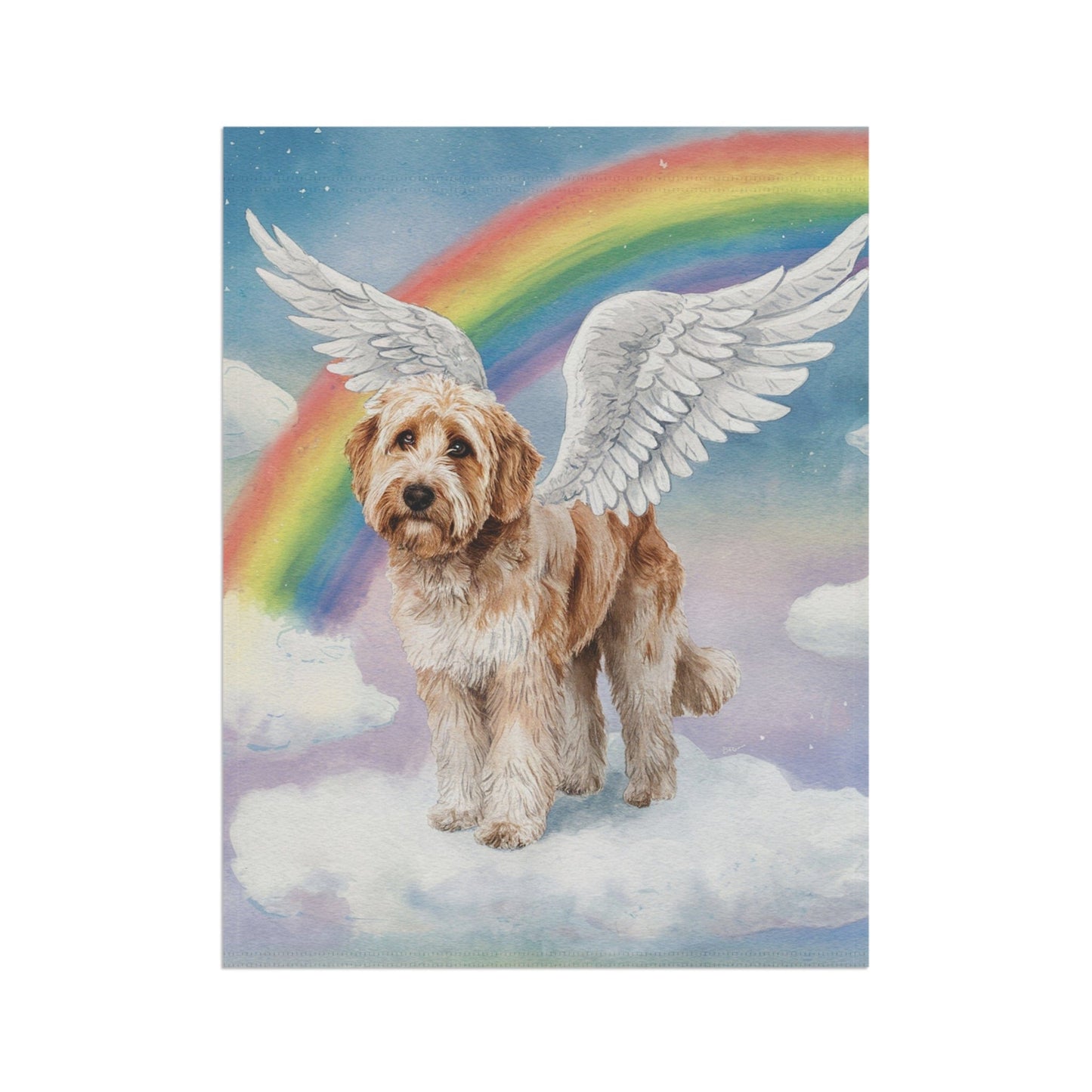 Printify Home Decor Rainbow Bridge Miniature doodle, Loss of Pet Garden Flag, Yard Spring Decor, Grieving Gift Dog Memorial