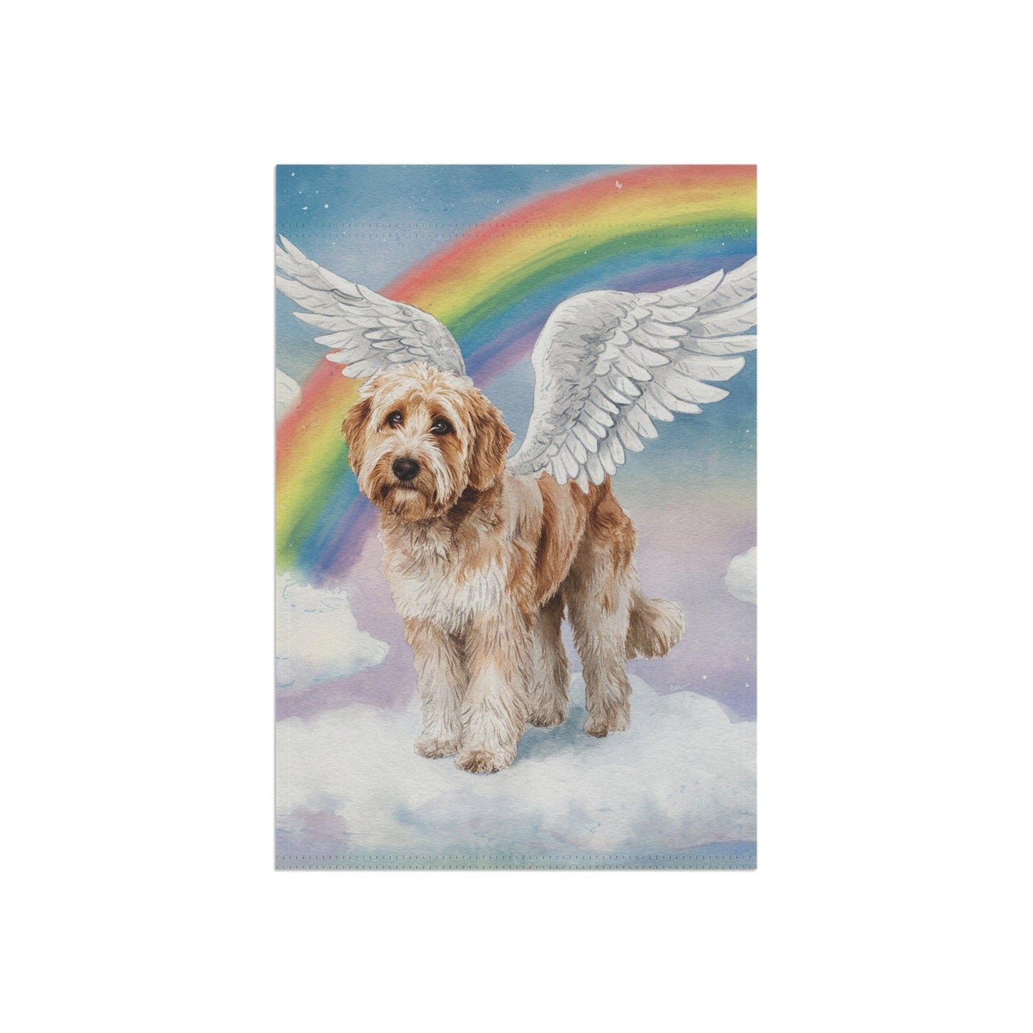 Printify Home Decor Rainbow Bridge Miniature doodle, Loss of Pet Garden Flag, Yard Spring Decor, Grieving Gift Dog Memorial