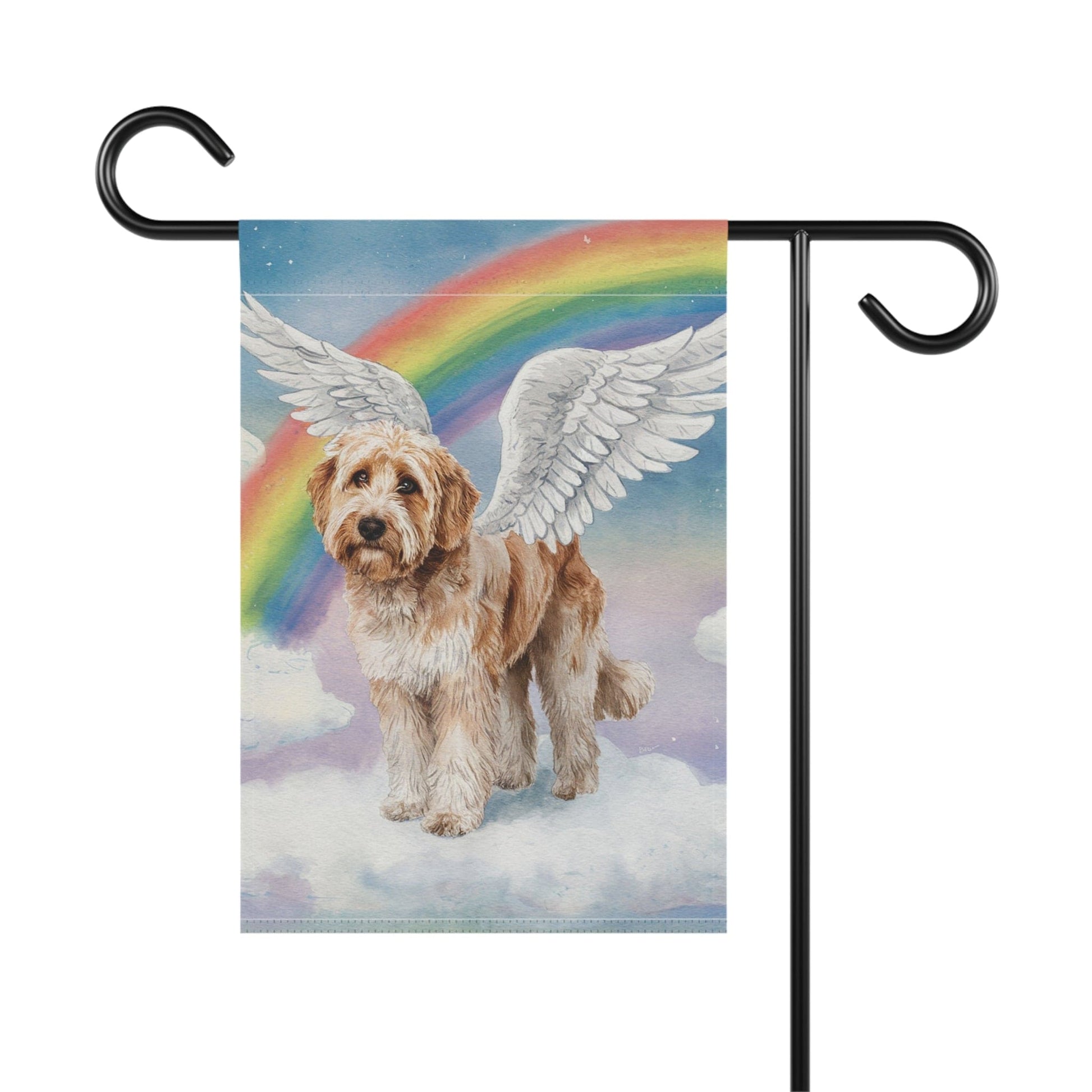 Printify Home Decor Rainbow Bridge Miniature doodle, Loss of Pet Garden Flag, Yard Spring Decor, Grieving Gift Dog Memorial