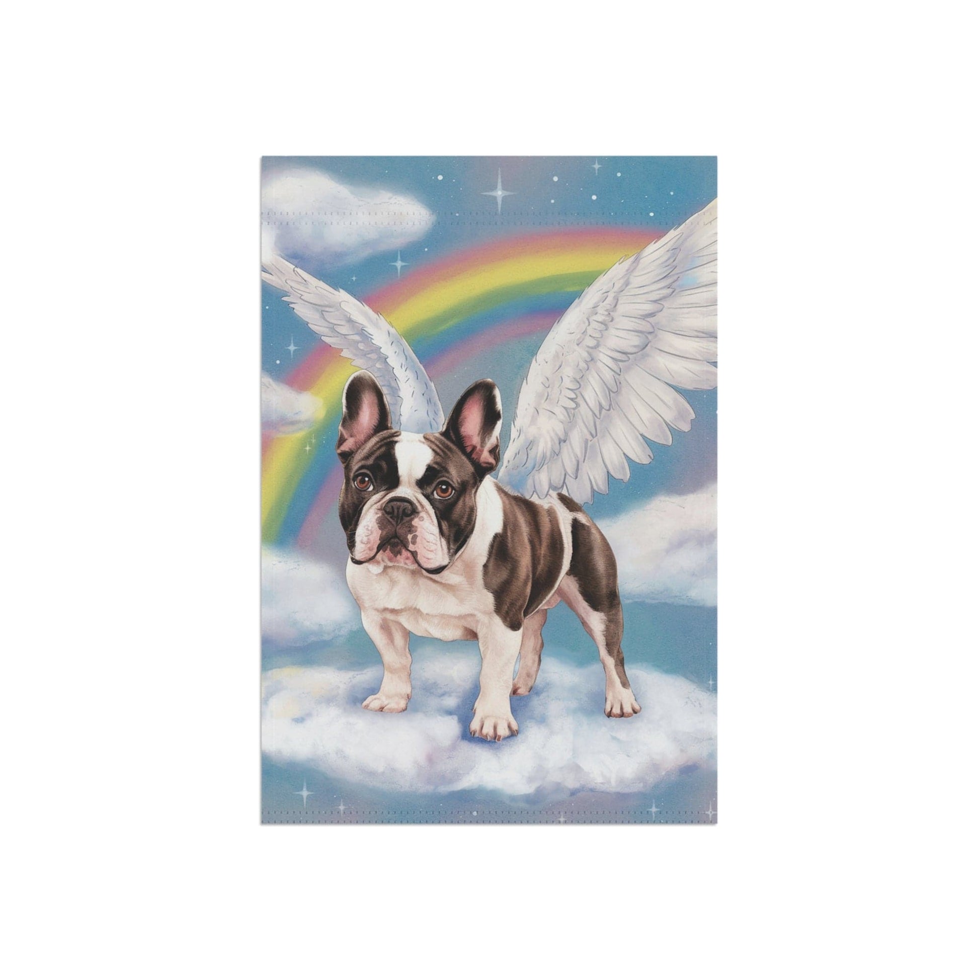 Printify Home Decor Rainbow Bridge Piebald French Bulldog, Loss of Pet Garden Flag, Yard Spring Decor, Grieving Dog Memorial