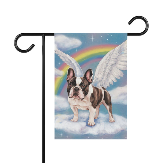 Printify Home Decor 12'' × 18'' Rainbow Bridge Piebald French Bulldog, Loss of Pet Garden Flag, Yard Spring Decor, Grieving Dog Memorial