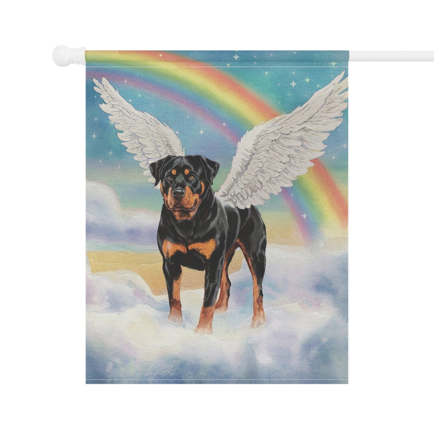 Printify Home Decor Rainbow Bridge Rottweiler, Loss of Pet Garden Flag, Yard Spring Decor, Grieving Gardener Gift, Memorial Gifts
