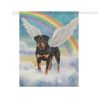 Printify Home Decor Rainbow Bridge Rottweiler, Loss of Pet Garden Flag, Yard Spring Decor, Grieving Gardener Gift, Memorial Gifts
