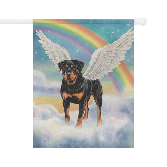 Rainbow Bridge Rottweiler, Loss of Pet Garden Flag, Yard Spring Decor, Grieving Gardener Gift, Memorial Gifts 24.5'' × 32''