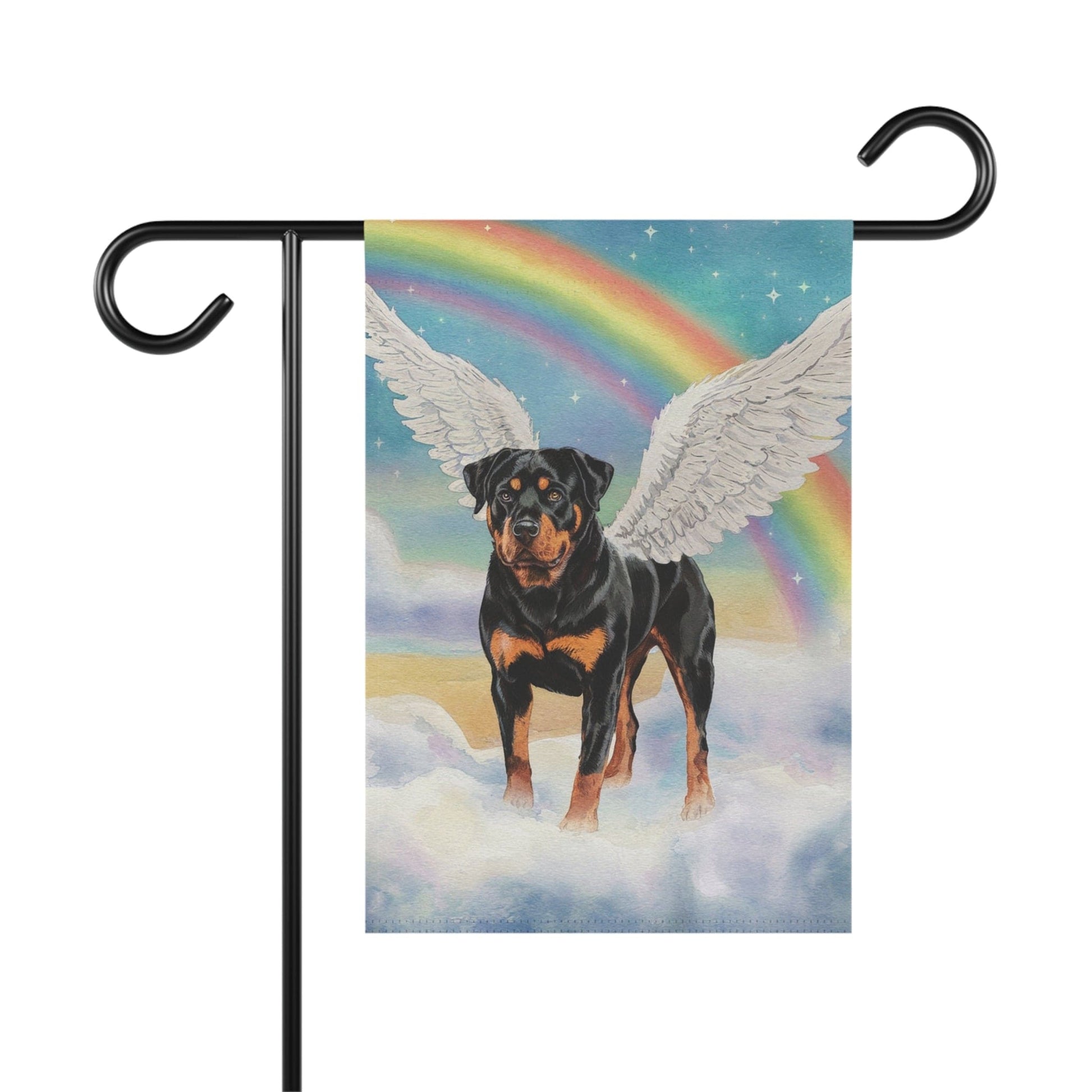 Printify Home Decor 12'' × 18'' Rainbow Bridge Rottweiler, Loss of Pet Garden Flag, Yard Spring Decor, Grieving Gardener Gift, Memorial Gifts