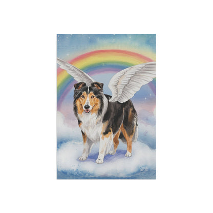 Printify Home Decor Rainbow Bridge Rough Collie, Loss of Pet Garden Flag, Yard Spring Decor, Grieving Gardener Memorial Gift