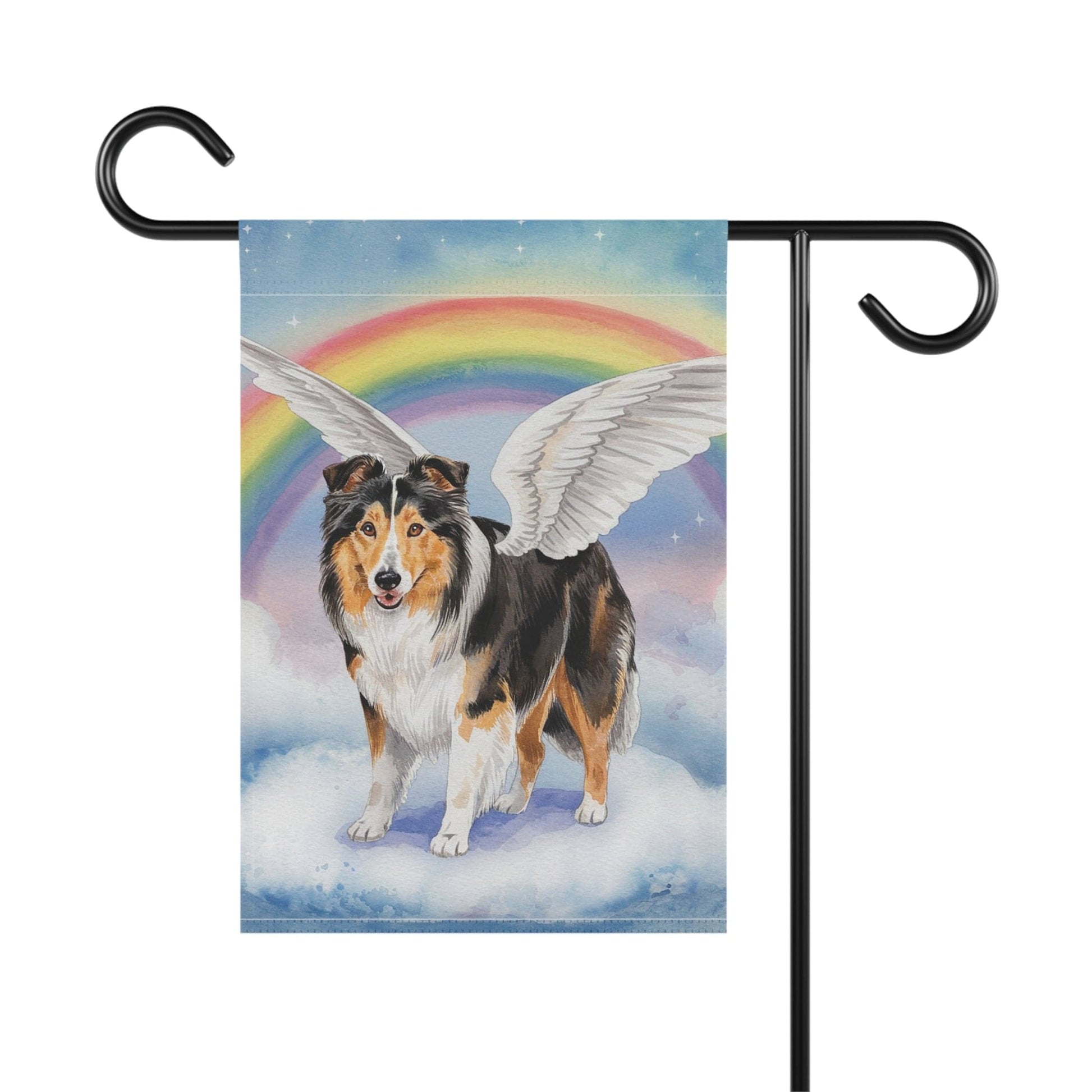 Printify Home Decor Rainbow Bridge Rough Collie, Loss of Pet Garden Flag, Yard Spring Decor, Grieving Gardener Memorial Gift