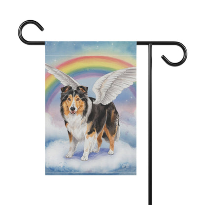 Printify Home Decor Rainbow Bridge Rough Collie, Loss of Pet Garden Flag, Yard Spring Decor, Grieving Gardener Memorial Gift