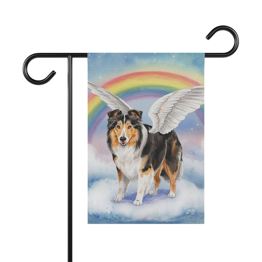 Printify Home Decor 12'' × 18'' Rainbow Bridge Rough Collie, Loss of Pet Garden Flag, Yard Spring Decor, Grieving Gardener Memorial Gift