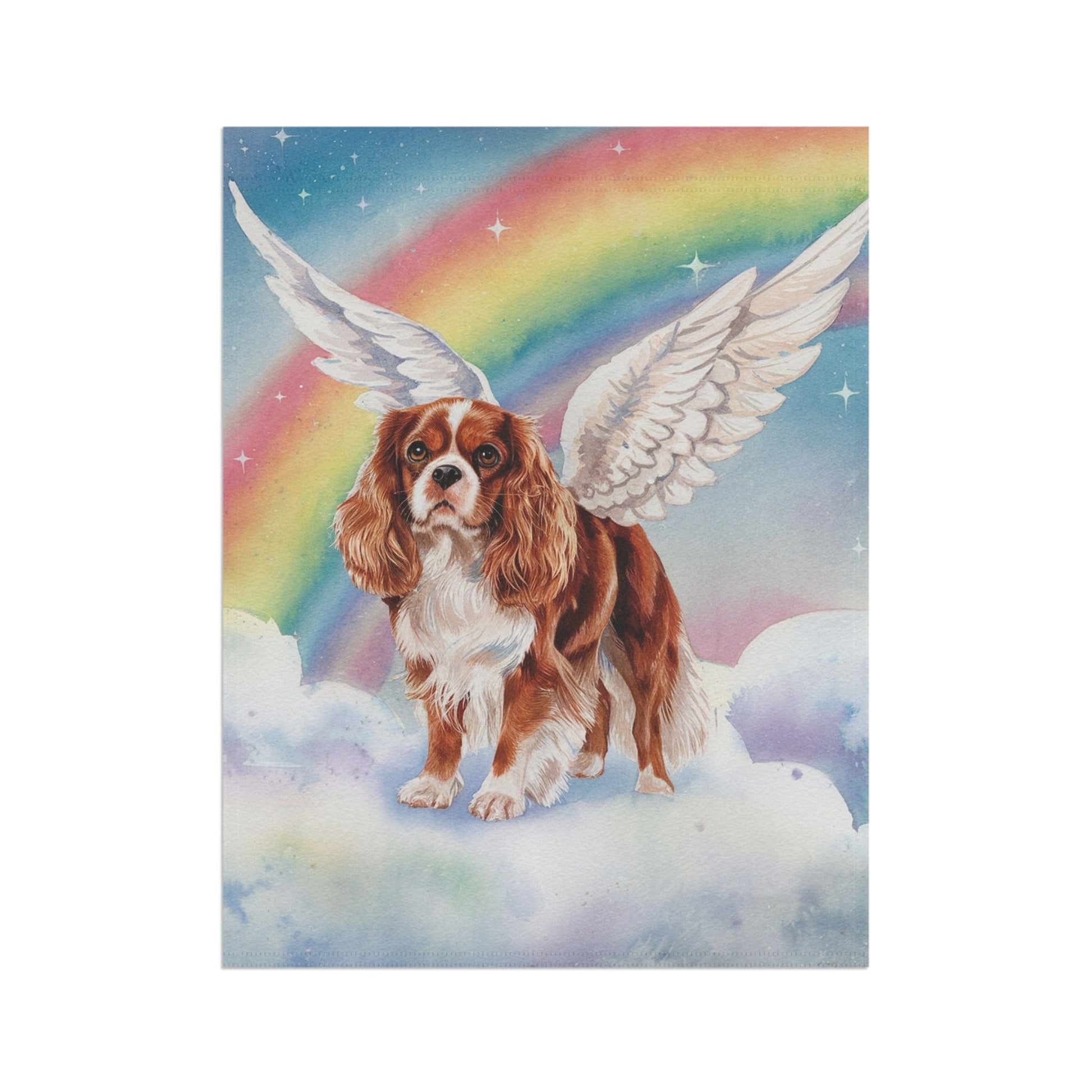 Printify Home Decor Rainbow Bridge Ruby Cavalier King Charles Spaniel, Loss of Pet Garden Flag, Yard Decor, Dog Grief Gift, Memorial