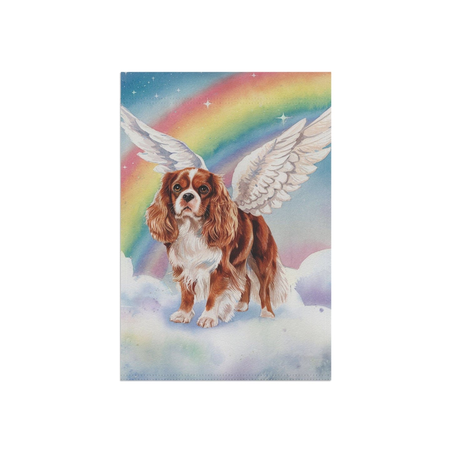 Printify Home Decor Rainbow Bridge Ruby Cavalier King Charles Spaniel, Loss of Pet Garden Flag, Yard Decor, Dog Grief Gift, Memorial