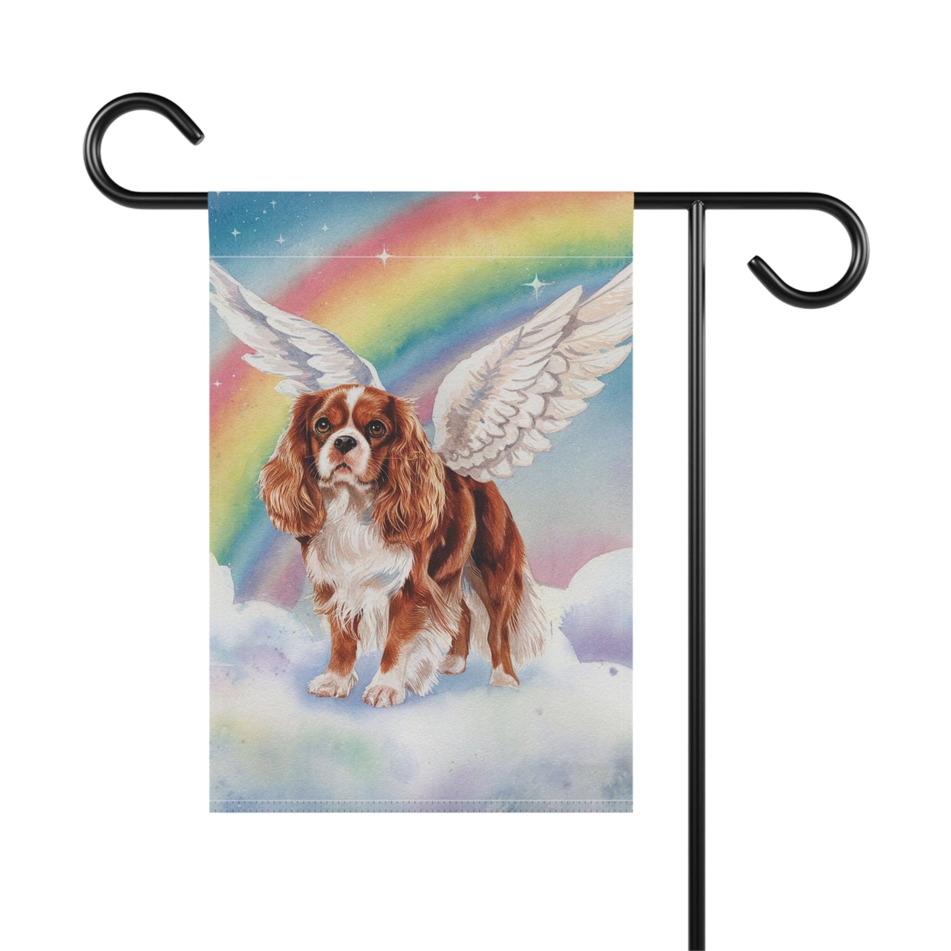 Printify Home Decor Rainbow Bridge Ruby Cavalier King Charles Spaniel, Loss of Pet Garden Flag, Yard Decor, Dog Grief Gift, Memorial