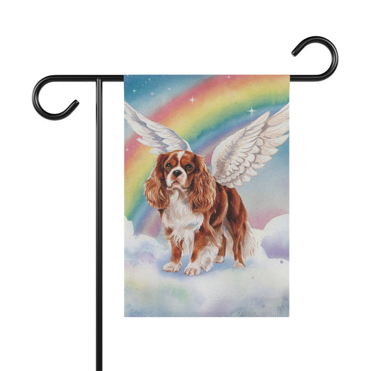 Printify Home Decor 12'' × 18'' Rainbow Bridge Ruby Cavalier King Charles Spaniel, Loss of Pet Garden Flag, Yard Decor, Dog Grief Gift, Memorial