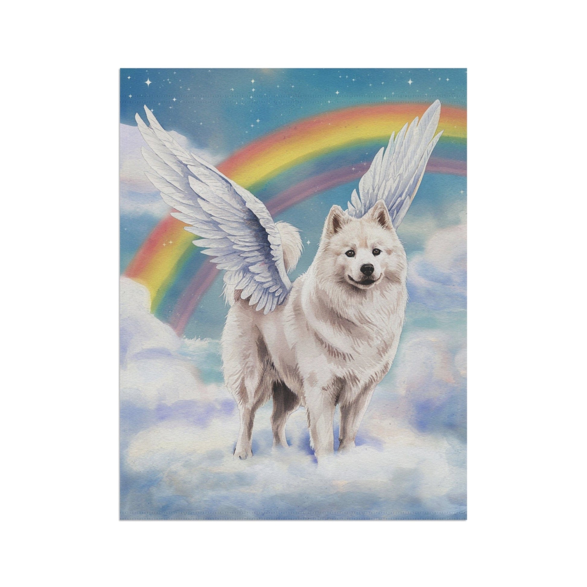 Printify Home Decor Rainbow Bridge Samoyed, Loss of Pet Garden Flag, Front Yard Spring Decor, Grieving Angel Dog Owner