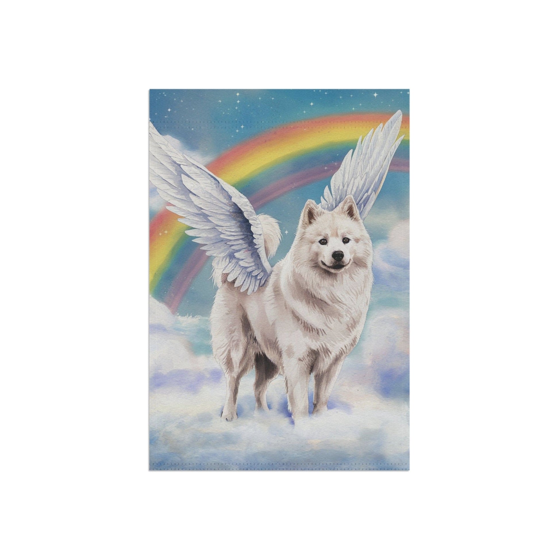 Printify Home Decor Rainbow Bridge Samoyed, Loss of Pet Garden Flag, Front Yard Spring Decor, Grieving Angel Dog Owner