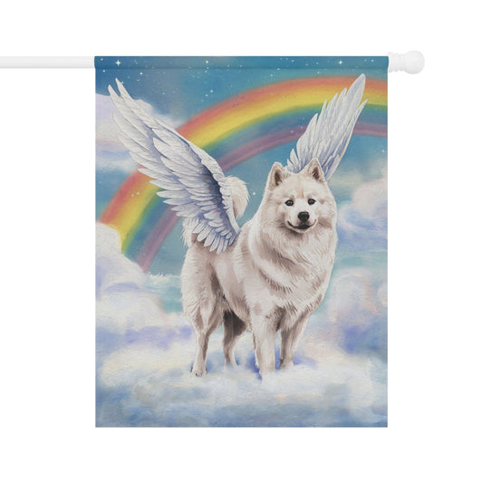 Printify Home Decor 24.5'' × 32'' Rainbow Bridge Samoyed, Loss of Pet Garden Flag, Front Yard Spring Decor, Grieving Angel Dog Owner