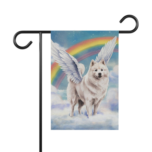 Printify Home Decor 12'' × 18'' Rainbow Bridge Samoyed, Loss of Pet Garden Flag, Front Yard Spring Decor, Grieving Angel Dog Owner