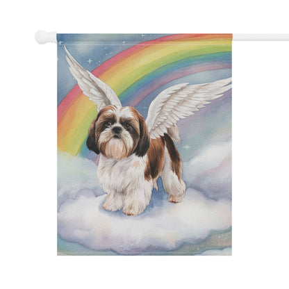 Printify Home Decor Rainbow Bridge Shih Tzu Garden Flag, In Memory Of Loss of Dog, Yard Spring Decor, Grieving Pet Death